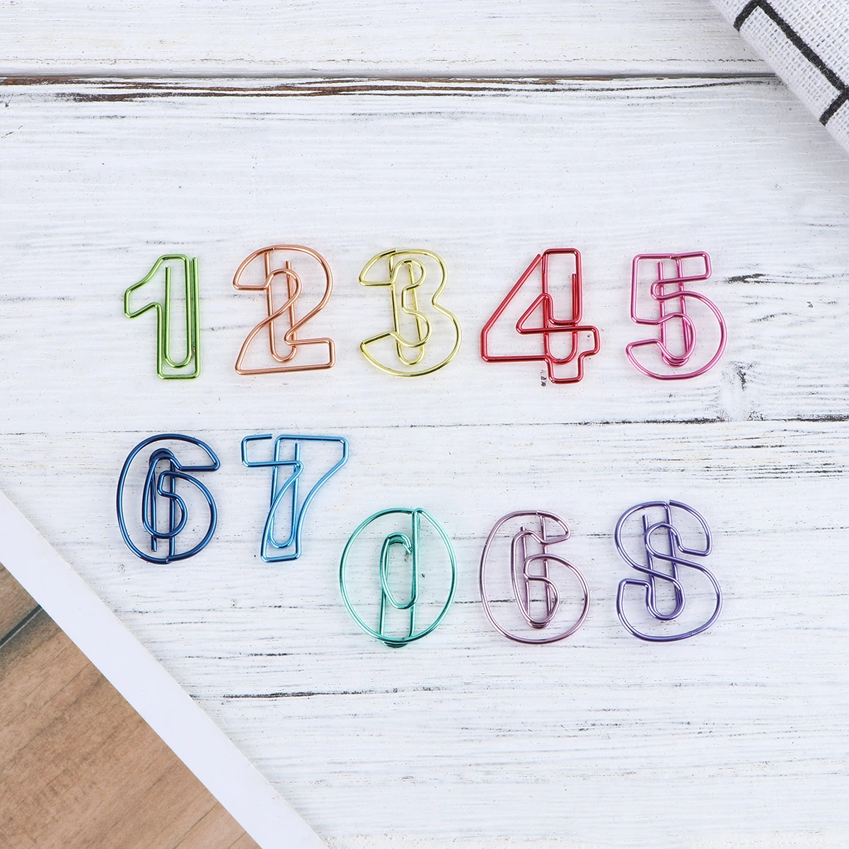 

10pcs Colored Number Shaped Stationery Cute Bookmark Storage Digital Paper Clips Office Simple Paper Clips Supplies