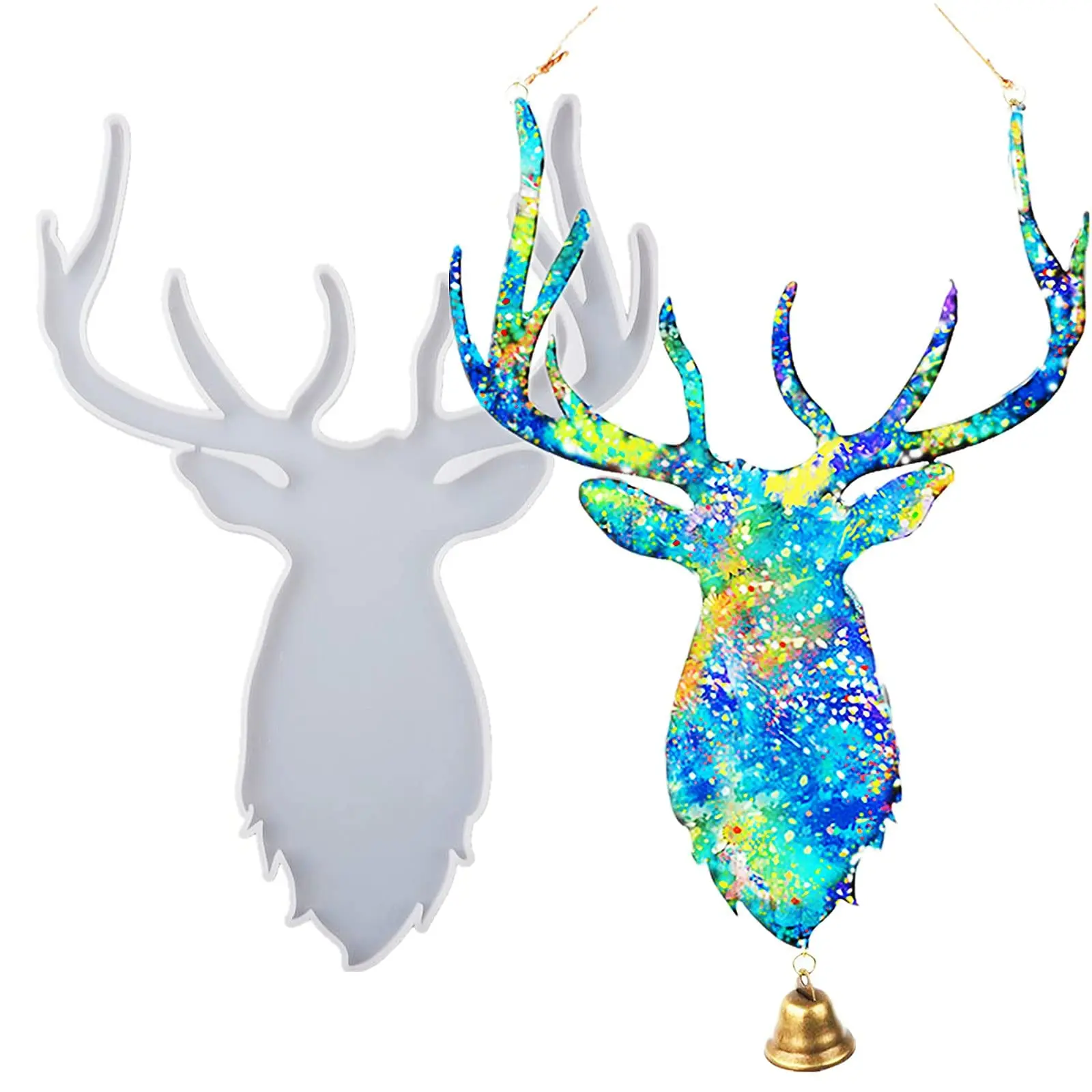 

Deer Wall Decor Resin Silicone Mold, Deer Head Epoxy Casting Mold for Wall Hanging Mount Decor, DIY Door Wall Art Home Party