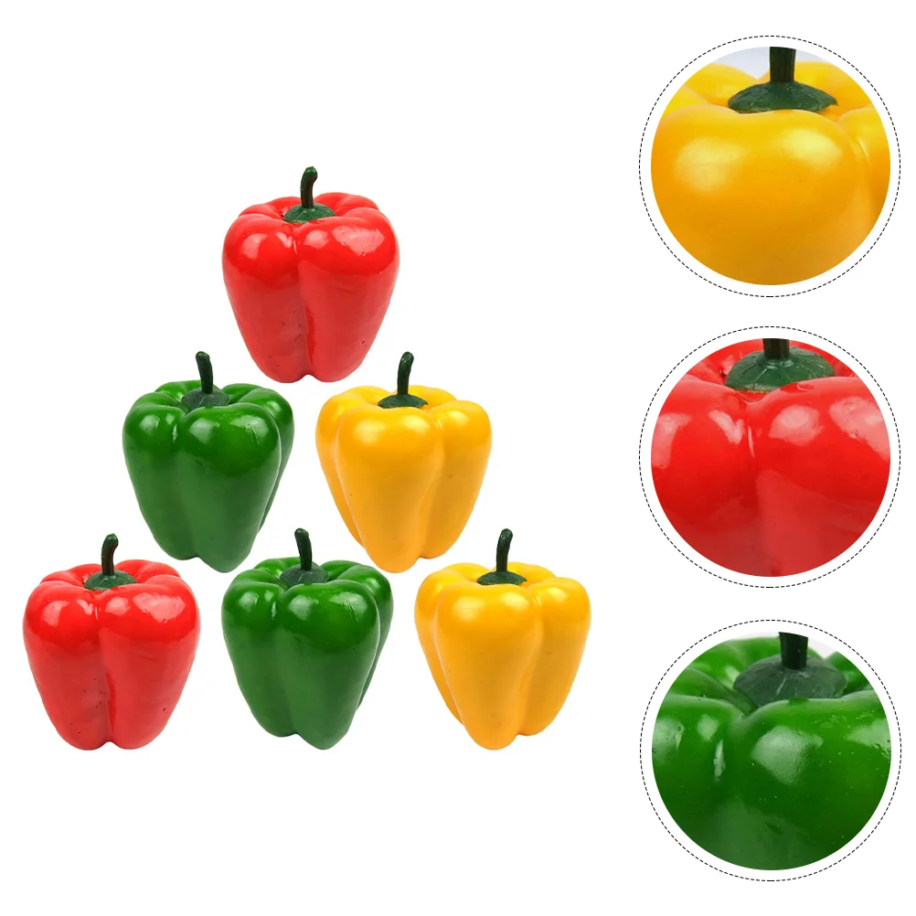 6 Pcs Simulation Bell Pepper Model Restaurant Accessory Ornament Fake Vegetables