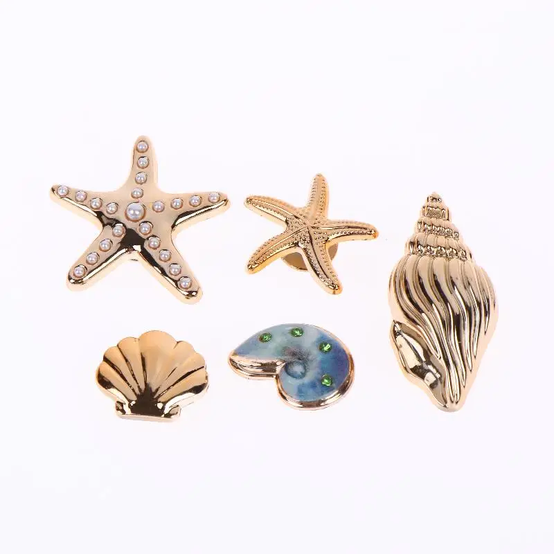 DIY Beach Style Shoe Charms 16Pcs Removable Starfish Conch Shoe Buckle Decor for Teens Clogs Summer Holiday Accessories