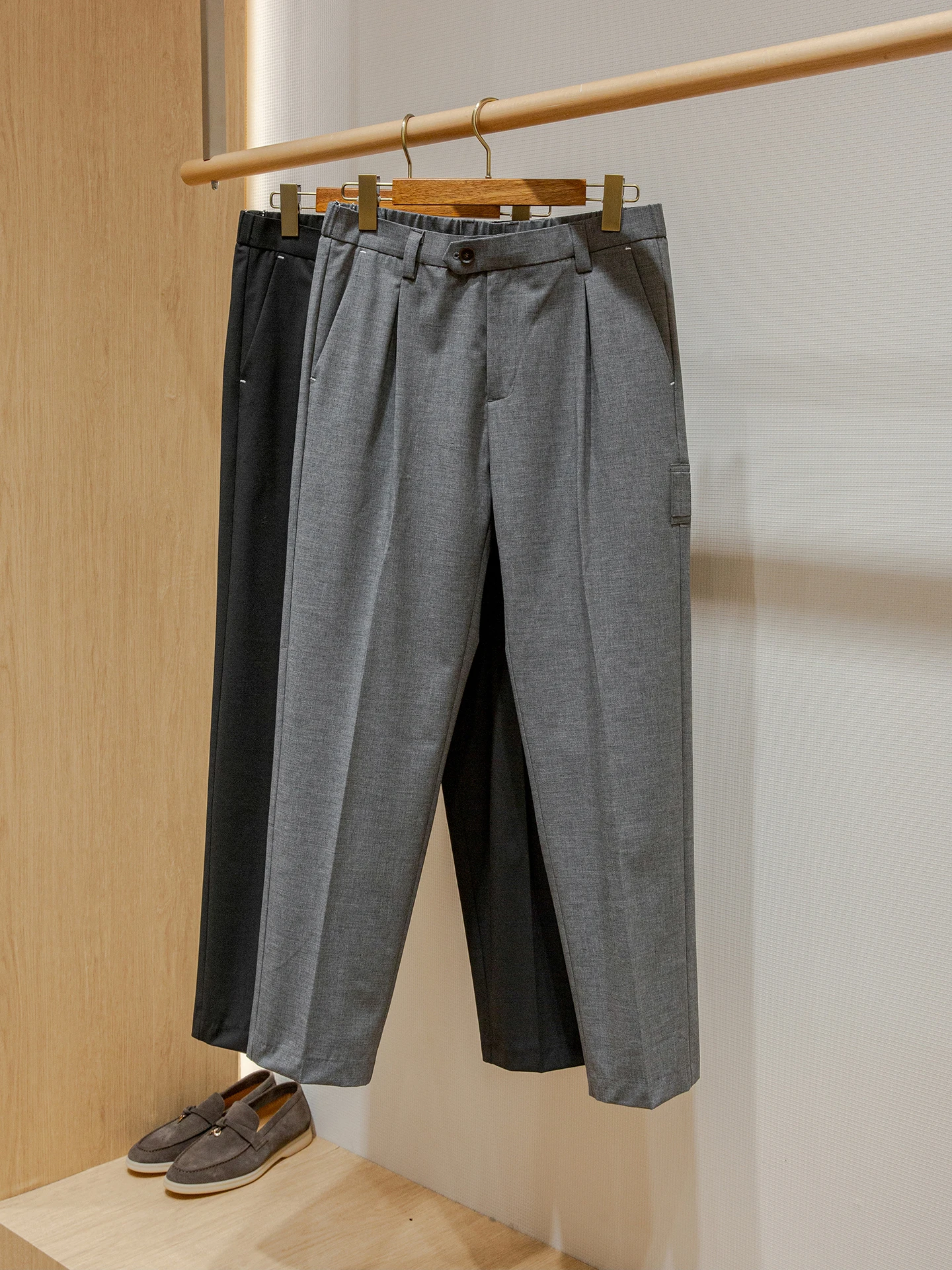 

BC cotton wool blend men's business straight casual trousers