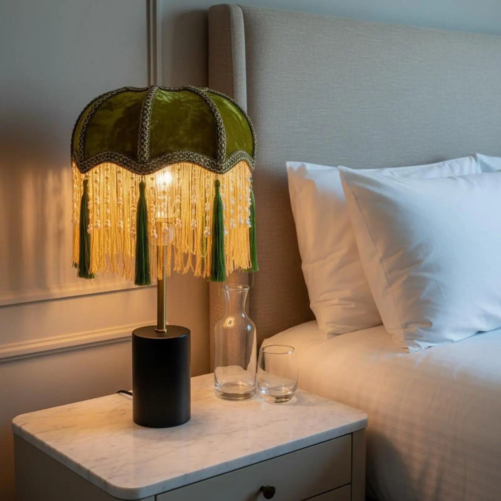 Tassel Velvet Lampshade Luxury Fabric Light Cover Vintage Fringe for Bedside Lighting Home Decoration