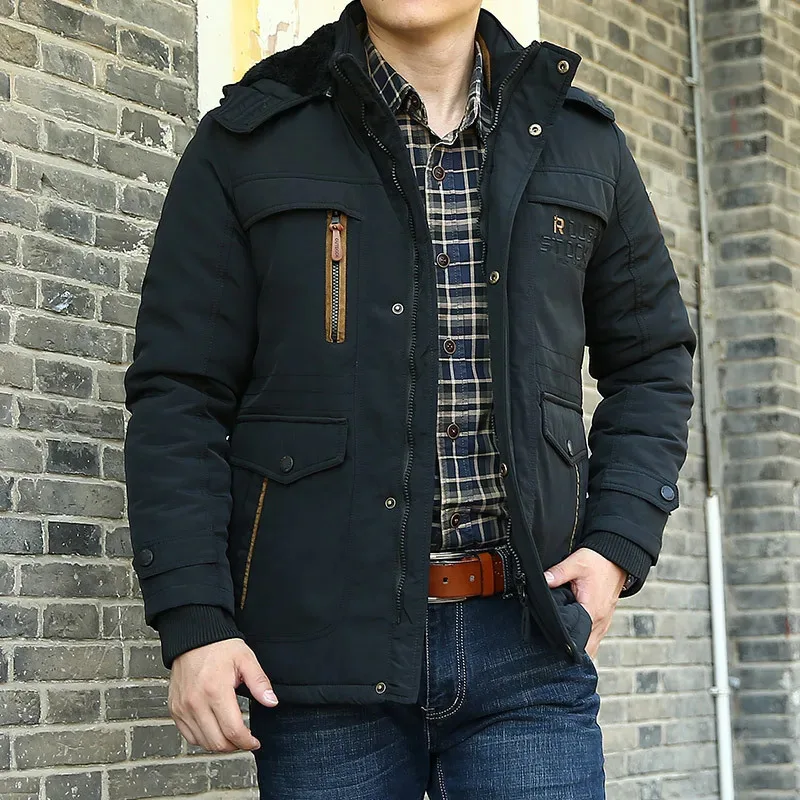 Chaqueta pesada con capucha para hombre, camisa de punto para acampar y pescar, ropa masculina de diseñador de lujo, moda de invierno