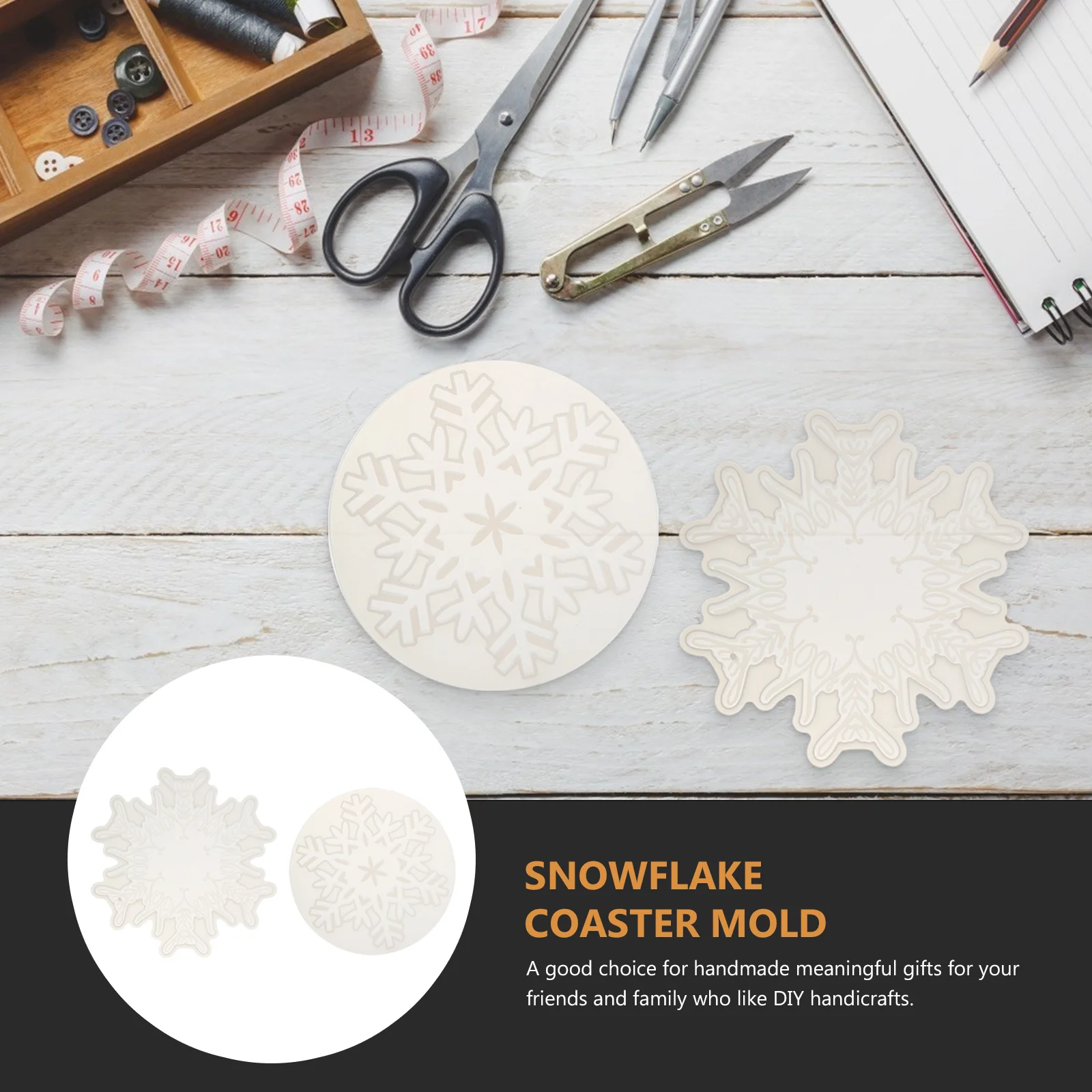 2 قطعة قالب حصيرة الكأس ندفة الثلج لتقوم بها بنفسك قوالب الايبوكسي مرنة شفافة سهلة التنظيف لديكور المنزل قالب كوستر ندفة الثلج