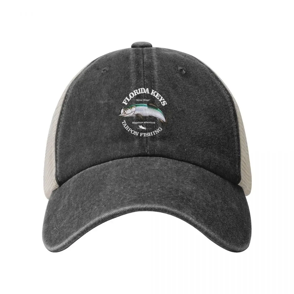 Florida Keys Tarpon Fishing (FSH) Cowboy Mesh Baseball Cap Christmas Hat Icon derby hat Woman Hats Men's