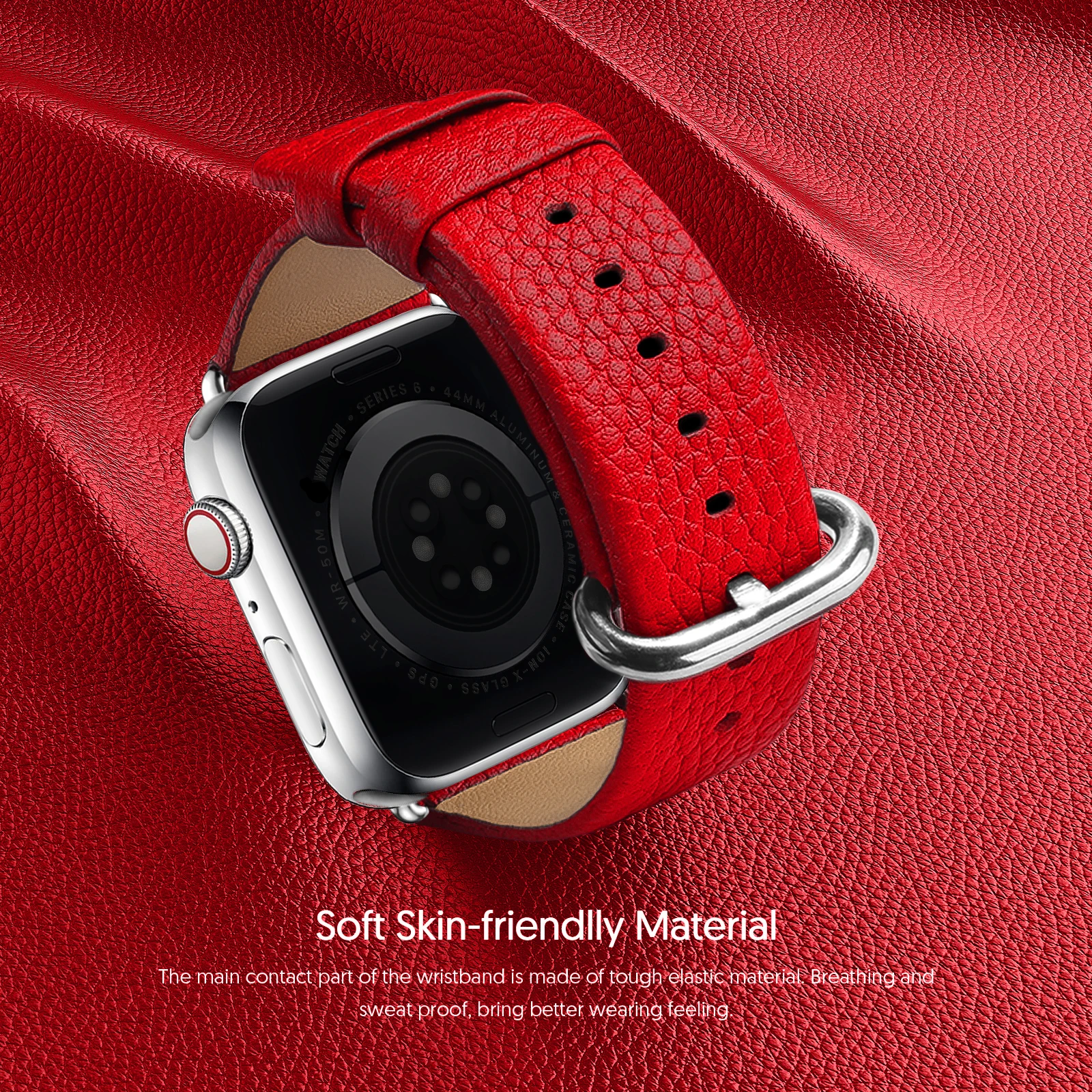 Fullmosa Litchi Leather for Apple Watch Band 38/40/41/42/44/45/49mm cowhide Strap for Apple Watch Ultra 2 Series 9 8 7 6 5 SE 2