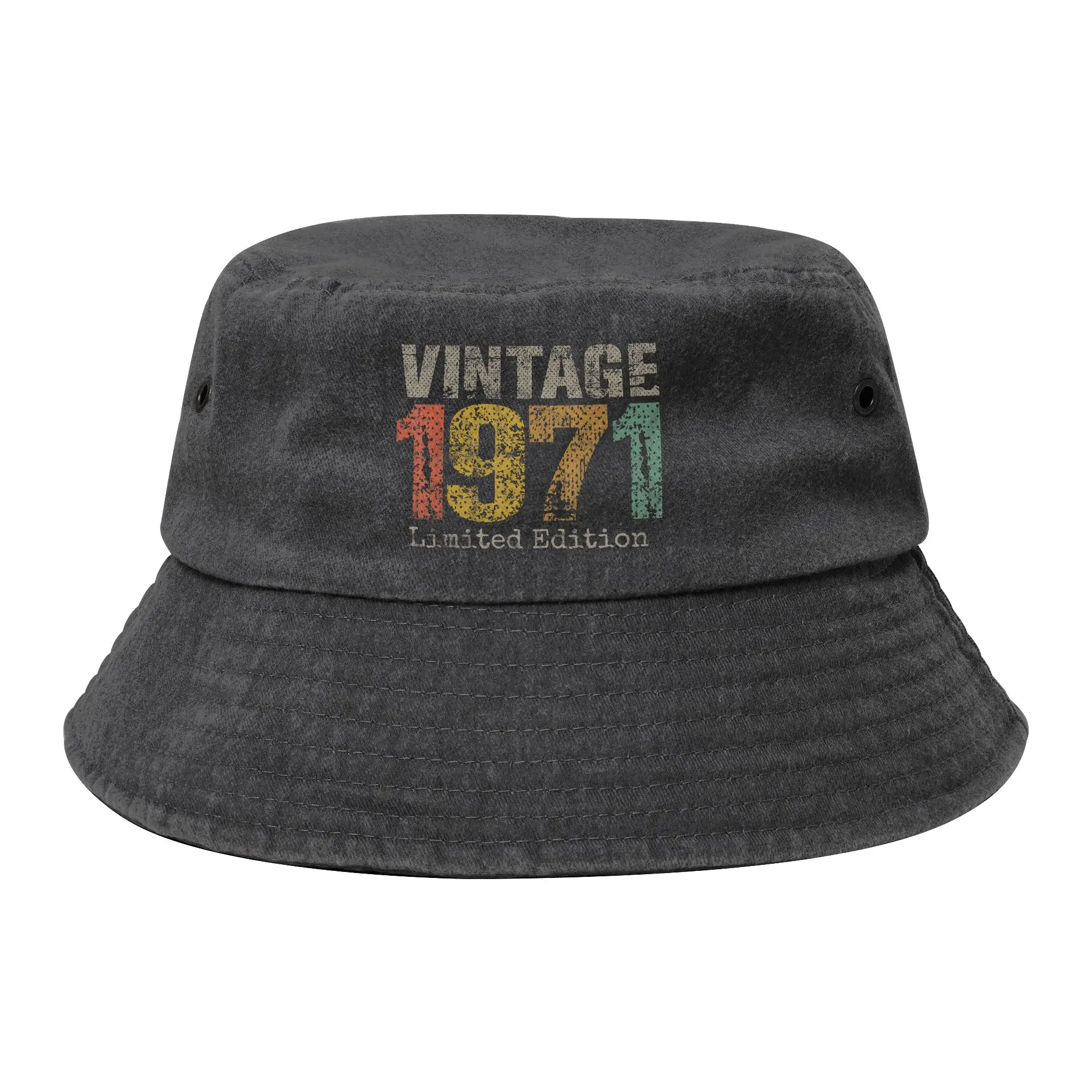 Vintage 1971 55th Birthday Bucket Hats for Men Women Beach  55 Year Old  Distressed Washed Field Hat for Outdoor Fisherman Cap