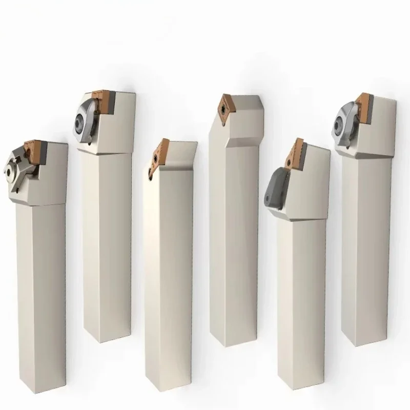 Tool holders with indexable external cutting inserts, suitable for turning steel workpieces, 10 per box.