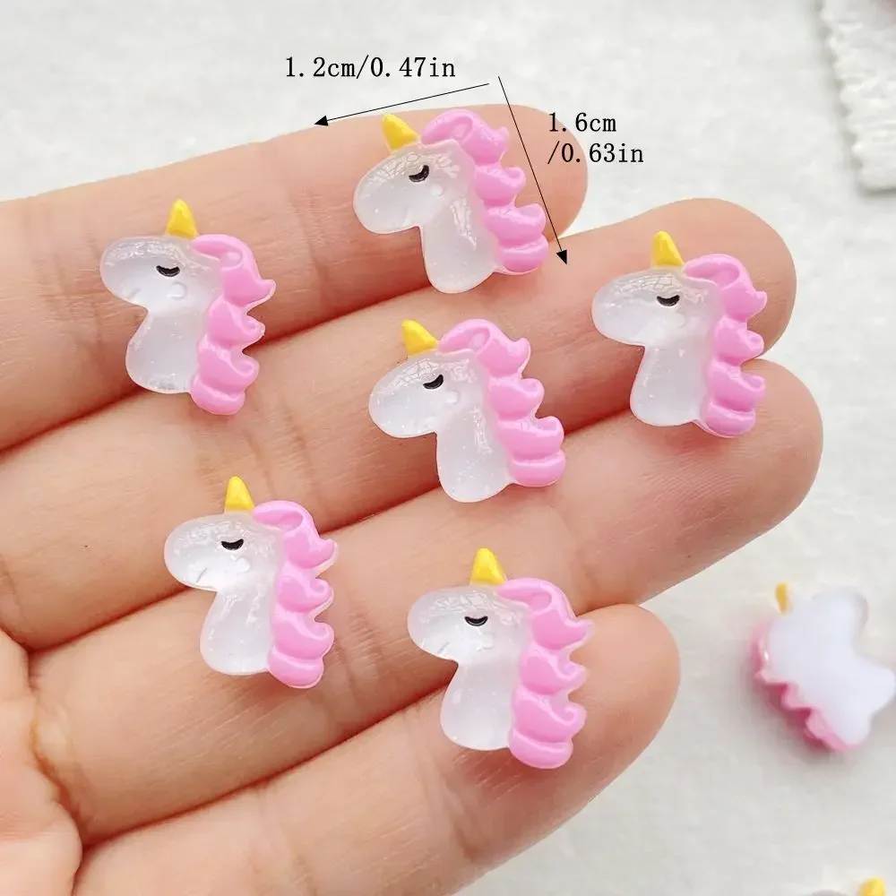 20Pcs Pink Unicorn Nail Art Charms - Cute Cartoon Resin Designer Accessories for 3D Nail Decorations and DIY Crafts