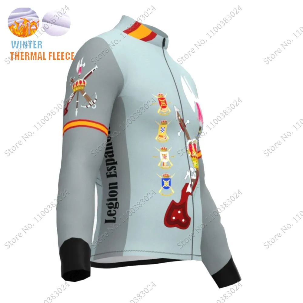 2023 Winter LEGION Espana Team Cycling Jersey Set Spain Clothing Suit Mens Long Sleeve MTB Bike Road Pants Bib Ropa Ciclismo