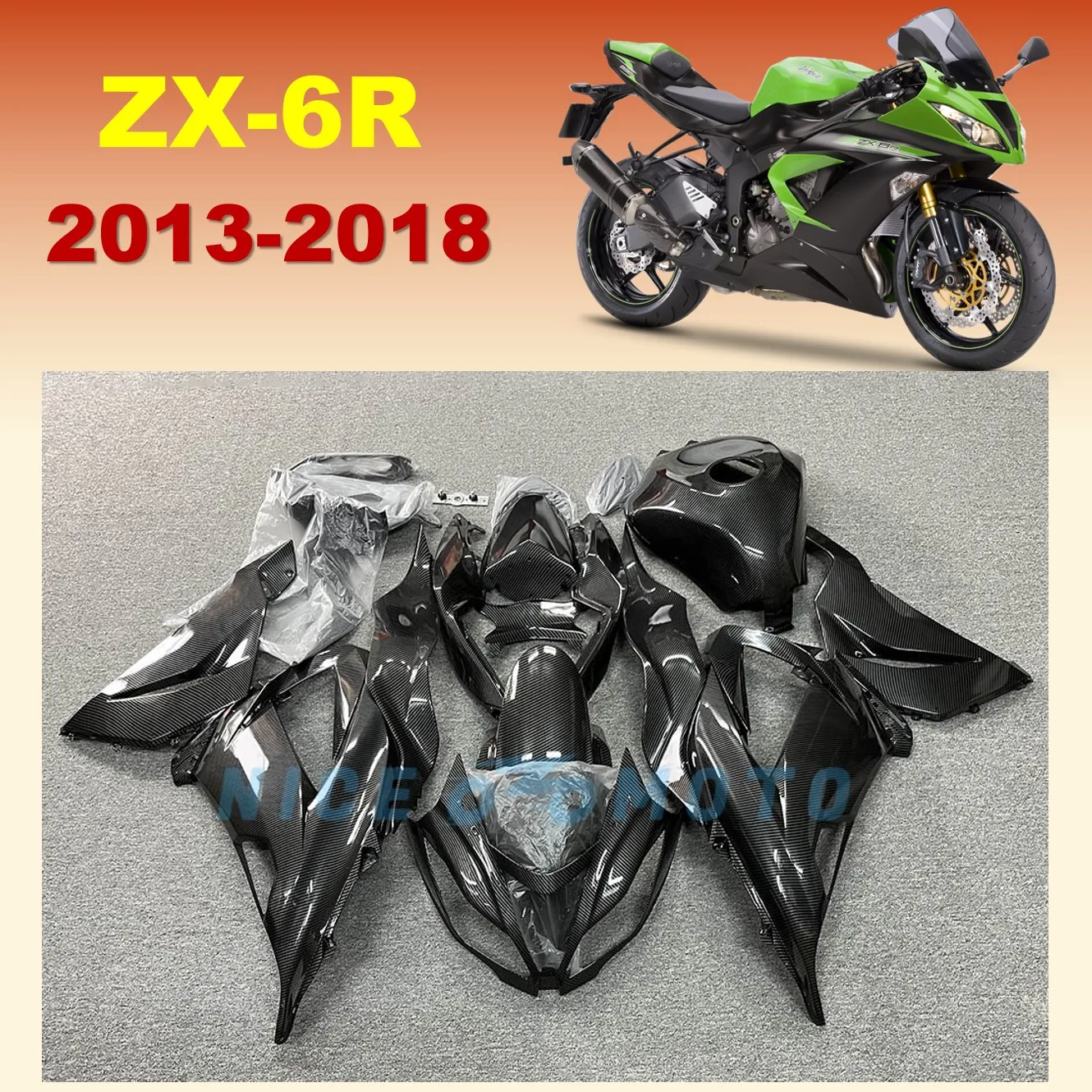 

Для Ninja 636 ZX6R 2013 2014 2015 2016 2017 2018 cowl ZX-6R ZX 6R ABS инъекция пластиковый полный корпус обтекатель комплект черный