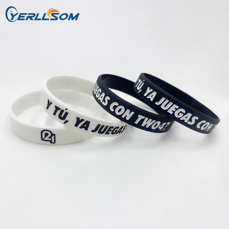 YERLLSOM 100pcs/Lot High Quality Rubber Silicone Bracelet Wrist Bands Sport Customized Silicon Wristband