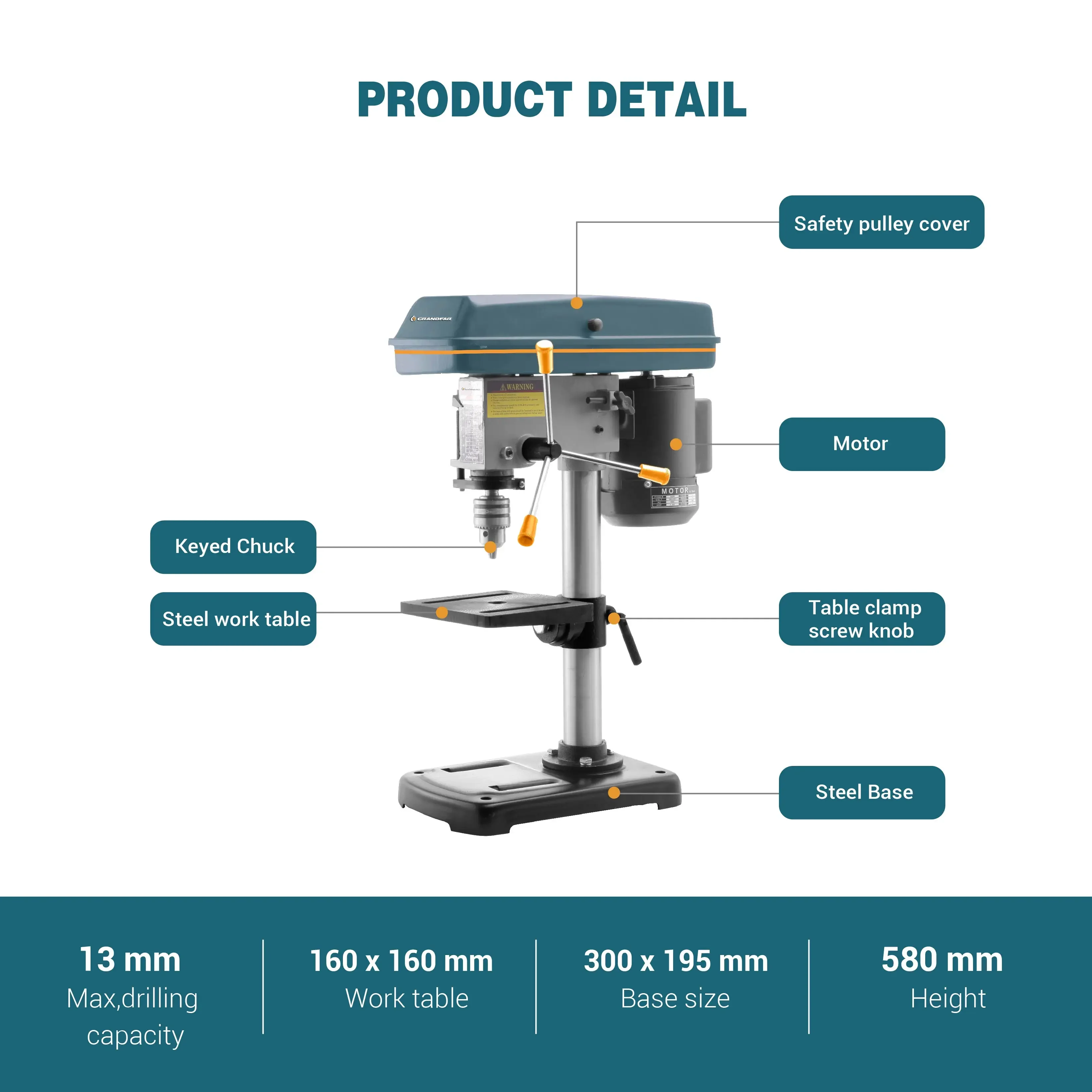 Perforatrici verticali della pressa elettrica del piedistallo fisso di perforazione del banco di 250W di servizio manuale di alta qualità