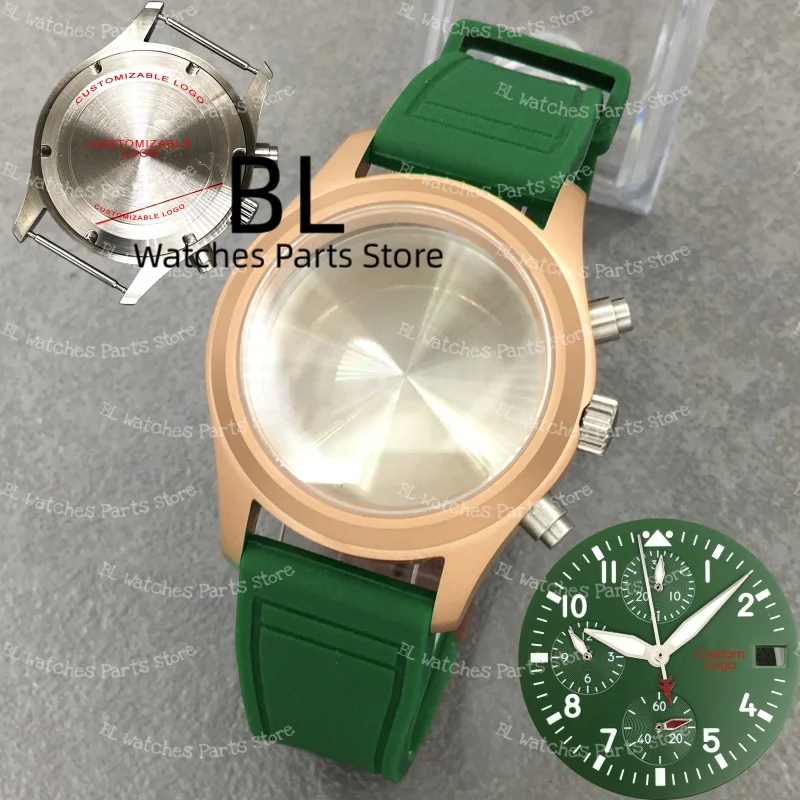 

BLIGER 38mm Customized Rose Pilot Quartz Watch Case Dial Handset Sapphire Glass Suitable for VK63 VK64 VK67 VK68 Movement Part