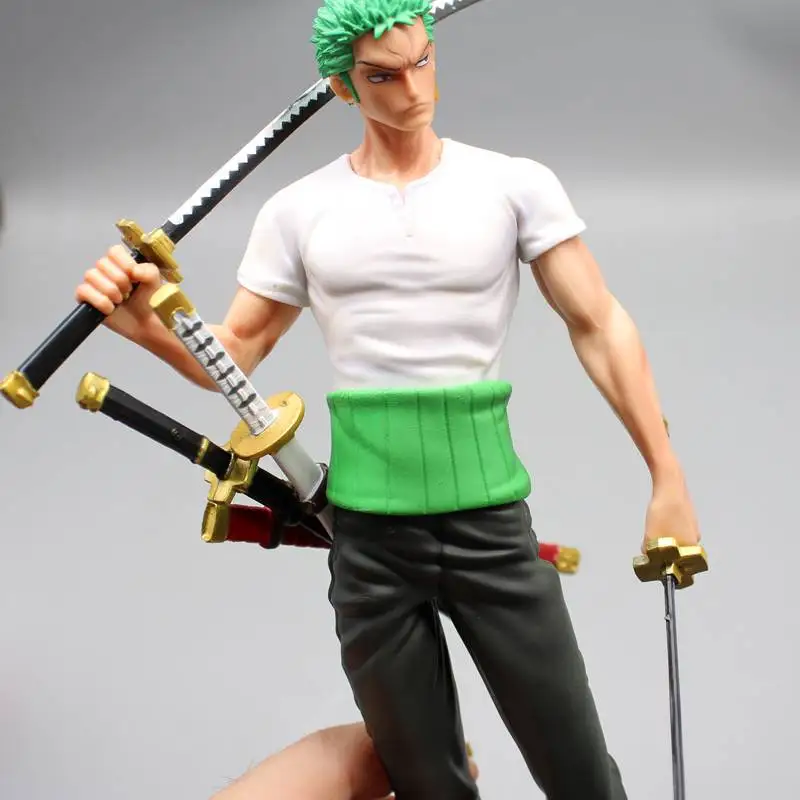 24.5 cm EEN STUK Roronoa Zoro GK Randapparatuur Anime Figuur Groene Buikband Holding Zwaard Battle Scène Pvc Hand Model Ornament speelgoed