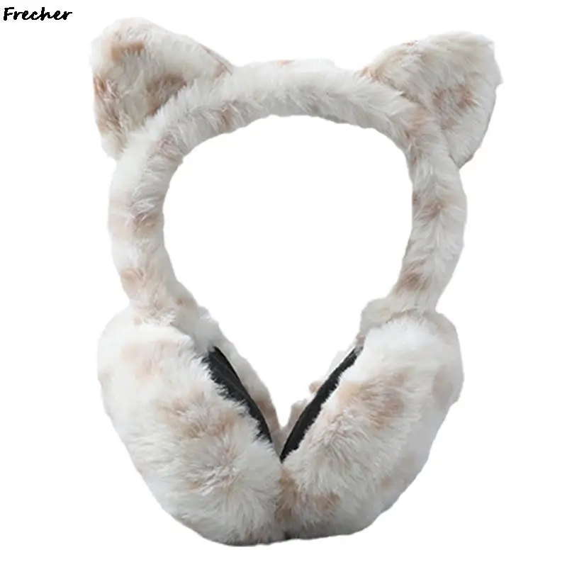 Leopard Cat Earmuff Winter Warm Earmuffs Soft Plush Headphone Earlap Cold Protection Ear Cover Warm Outdoor Skiing Ears Warmer