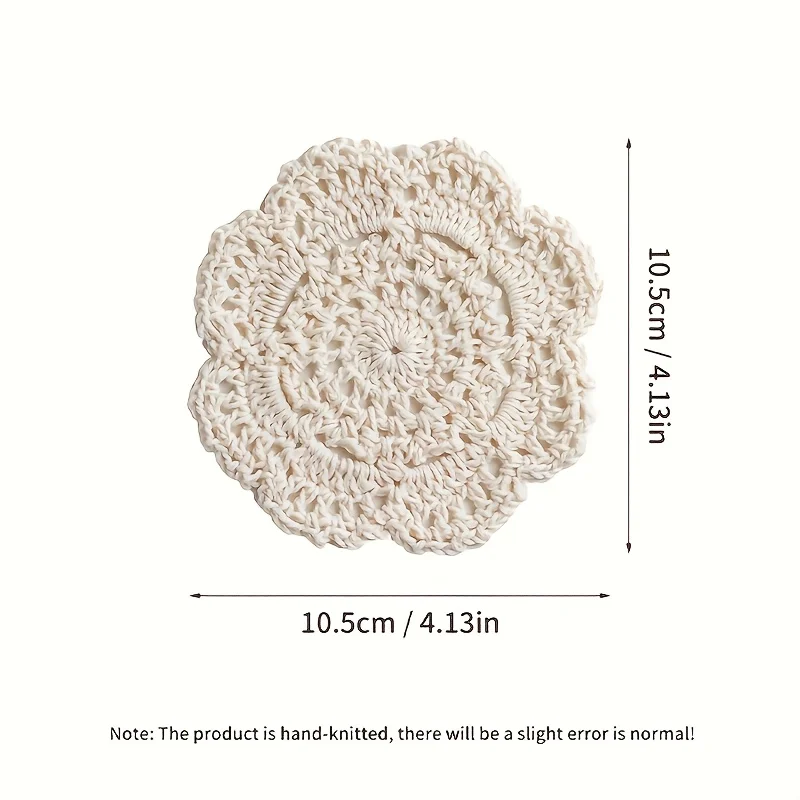 6pcs Vintage Floral Crochet Coasters - Perfect for Coffee Tables, Wooden Tables, Dining Rooms, Bars, Home, and Kitchen Decor