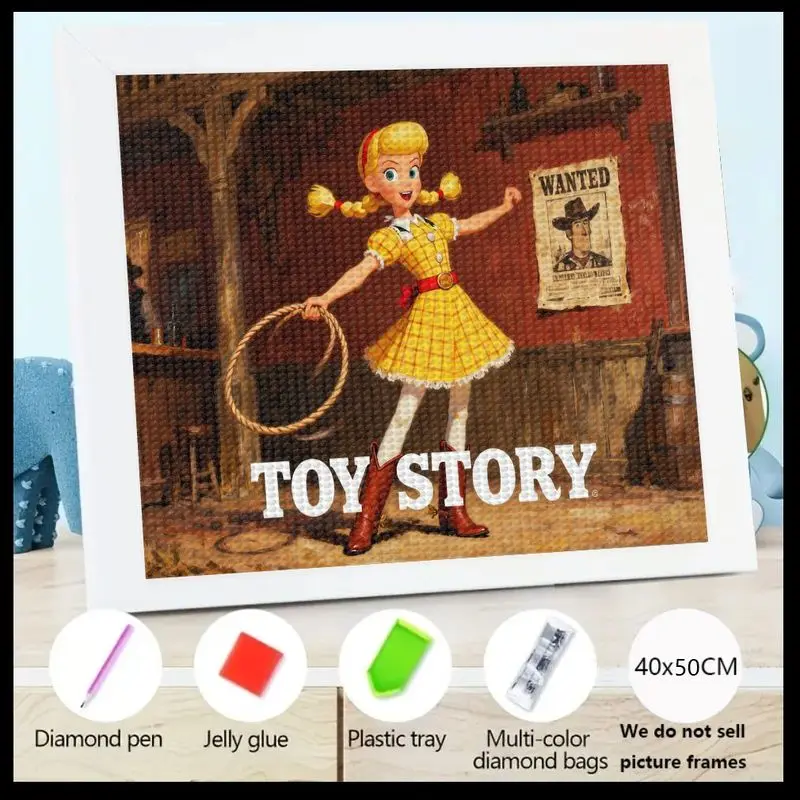 

1PC Full Drill Diamond Painting 5D Toy Story Bo Peep Cartoon Art, DIY Cute Western Bo Peep with Lasso Big Gem Painting Set, Roun
