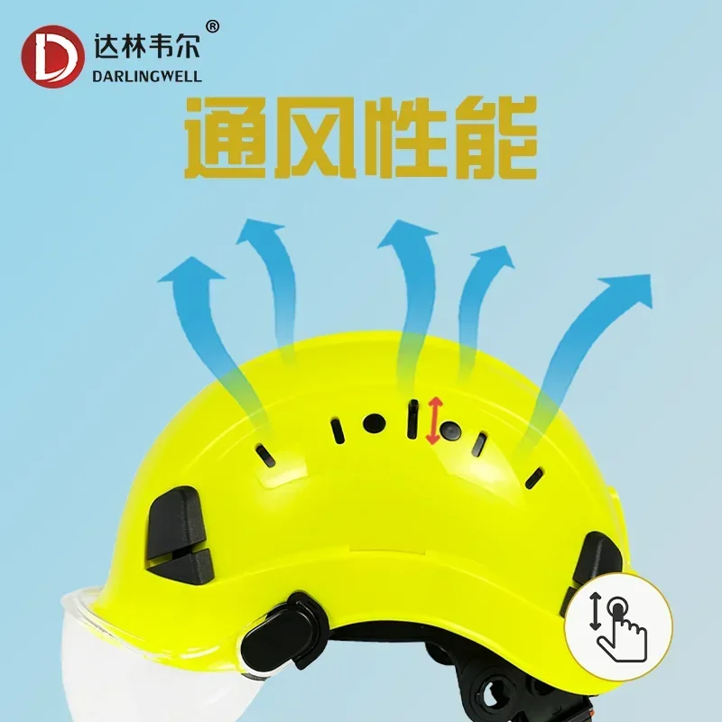 ABS reflective safety helmet with goggles, anti impact and sun protection, national standard printing for construction projects
