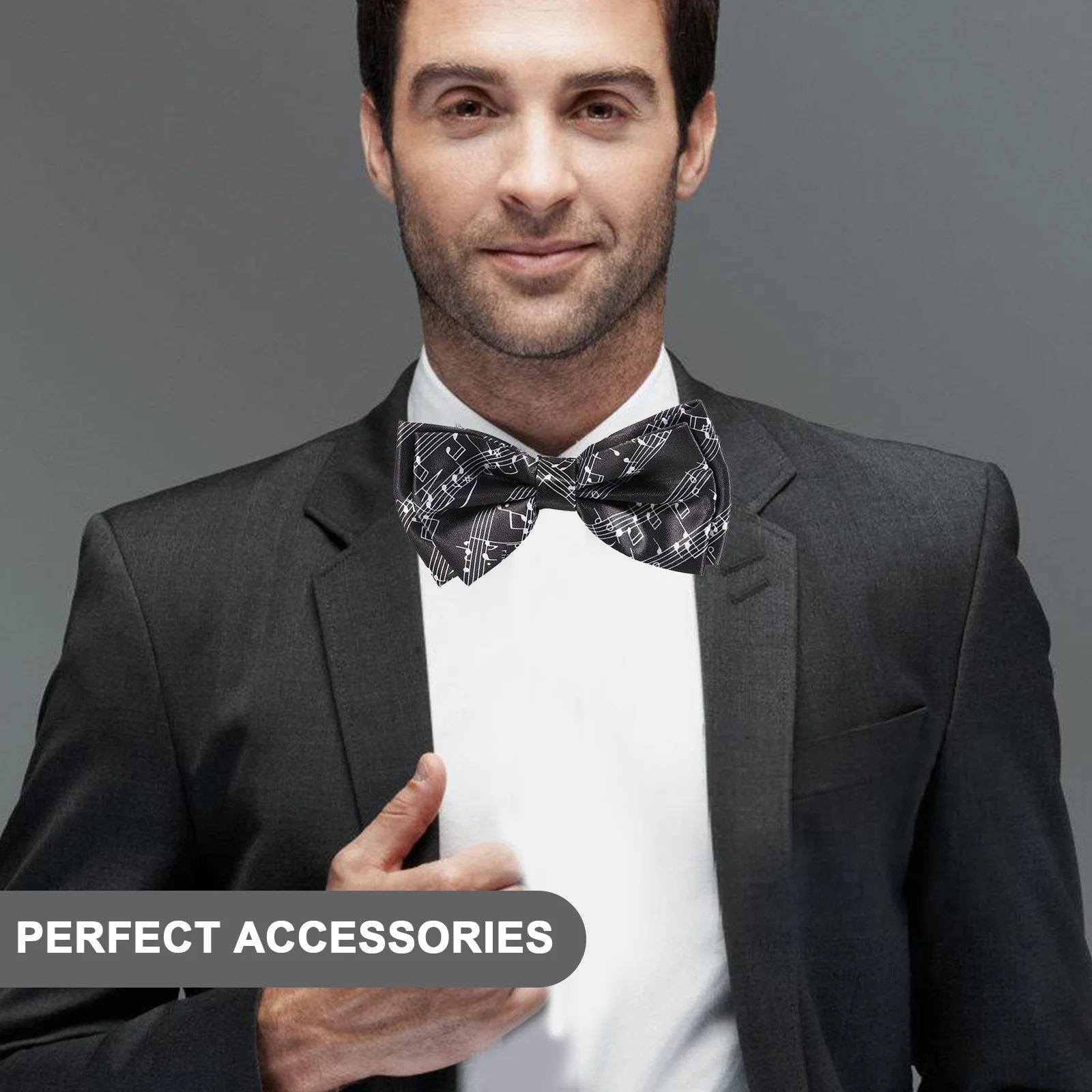 Receive Flowers Musical Note Bow Tie Man Campus Polyester Sage Bowtie