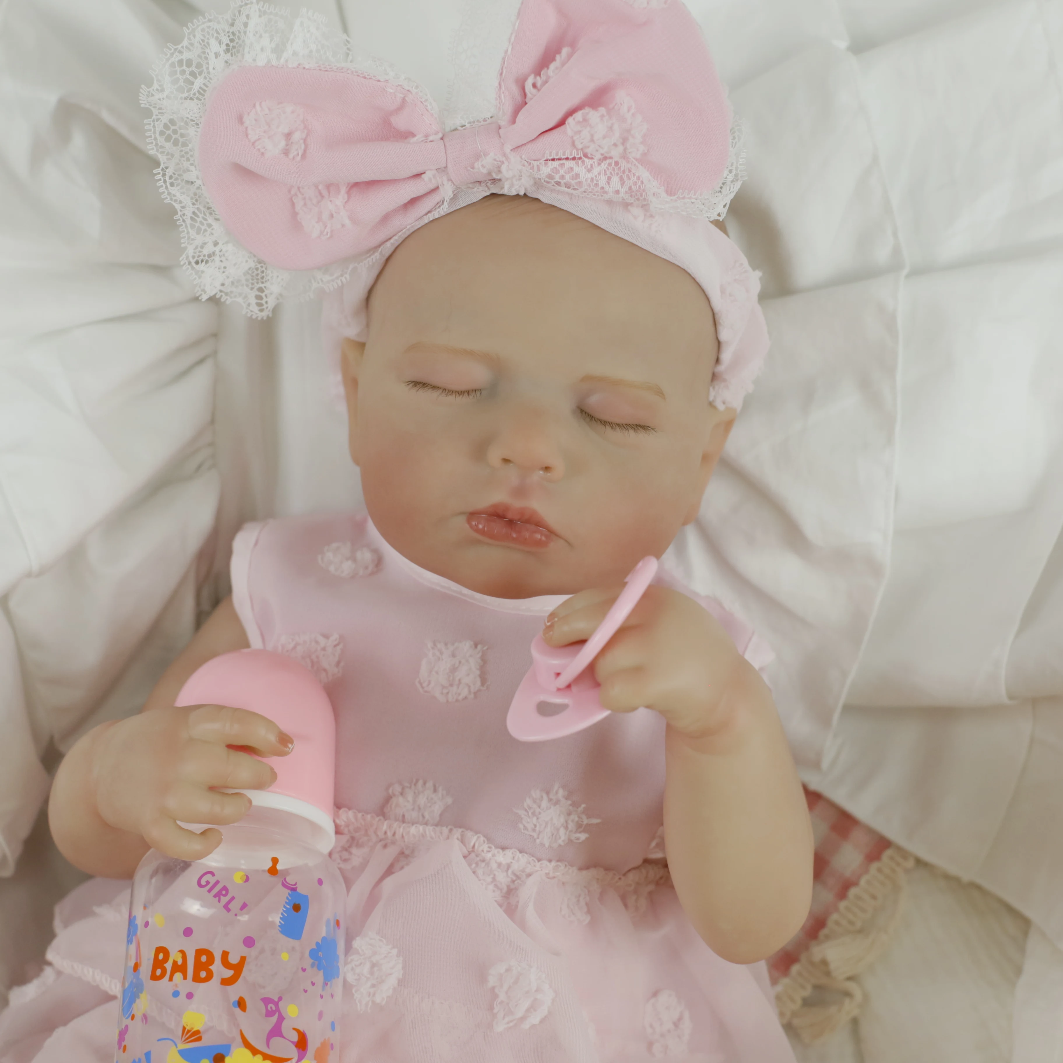 Muñeca bebé Reborn de vinilo de silicona de cuerpo completo de 18 pulgadas Loulou con pelo pintado realista hecho a mano para niños regalo de Navidad