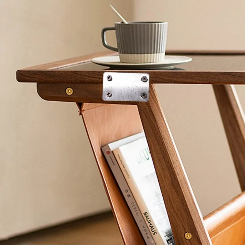 الفولاذ المقاوم للصدأ شقة المفصلي إصلاح لوحة الزاوية اليمنى أربعة حفرة كتيفة ثابتة لرفوف الخشب خزائن الأثاث المنزلي السحابات #3