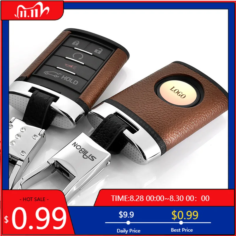 

Наклейки для интерьера, верхний слой кожи + чехол для ключей из АБС-пластика, чехол для ключей, чехол для ключей для Cadillac CTS XTS ATS XLS SRX, брелок для ключей Acc