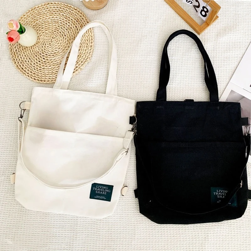 Simple Women Shoulder Canvas Bags Fashion College Student Girls Crossbody Bag Backpack Casual Commuter Ladies Handbags Book Tote