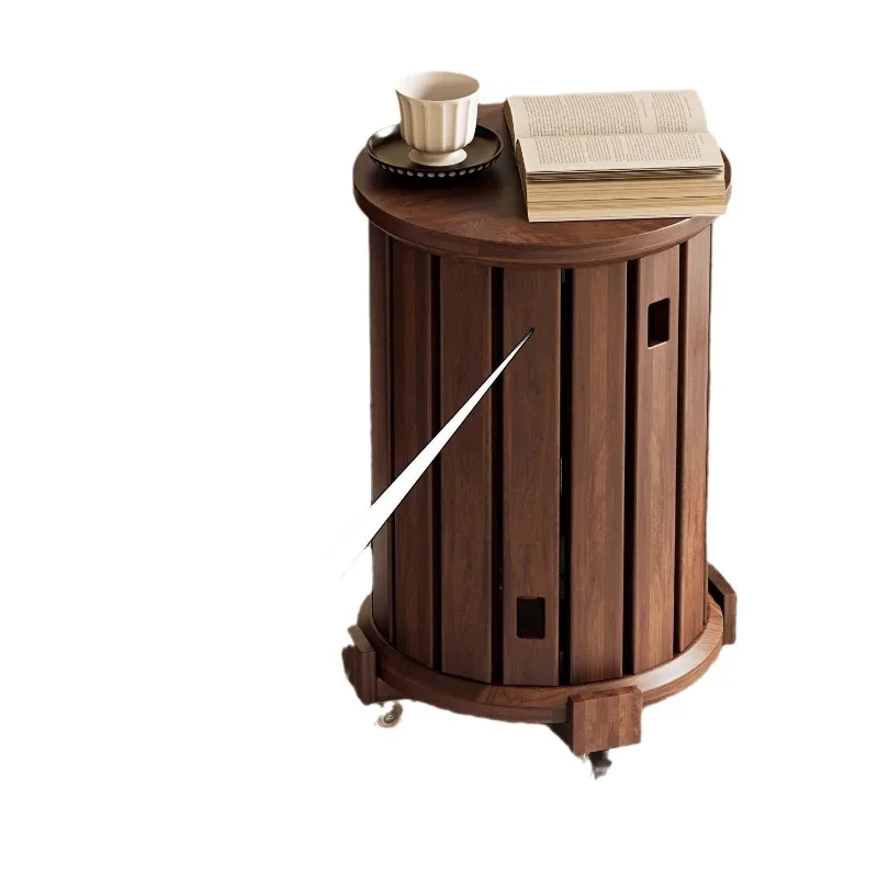 

New Chinese-style solid wood dining table stool stacked Le light luxury mobile side table can be stacked with pulley home