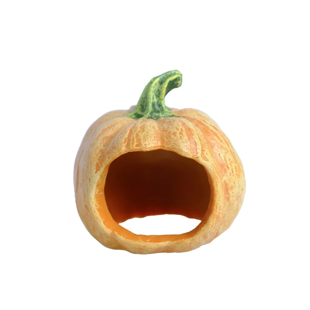 Reptile Hideout Resin Pumpkin Cave Anti-Slip Bottom for Terrarium Decor Leopard Gecko Corn Snake Lizard Habitat Accessories view 6
