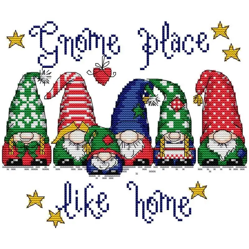 

Colorful Christmas Hat Counted Cross Stitch Set Aida 14ct 11ct 16ct White Fabric HD Printed DIY Kids Hand Embroidery Sewing Kits