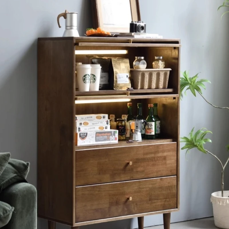 

Solid wood living room drawer type glass locker multi-layer storage