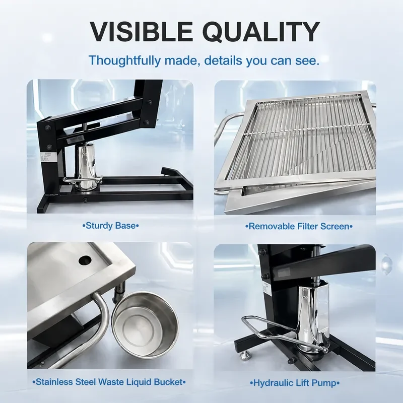304 Stainless Steel Pet Grooming Table Adjustable Lifting Dog Cat Beauty Station with Constant Temperature Function