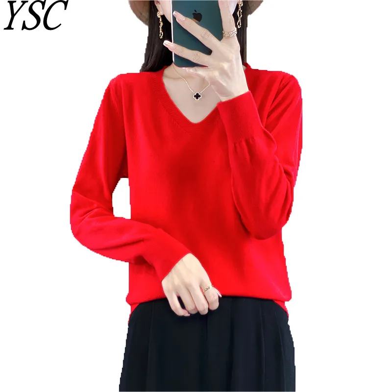 2024 Classic Style Cashmere Pullover Fashion Merino Wool Sweater V-Neck Long Sleeve Knitwear Soft Warm Basic\' Clothing Tops