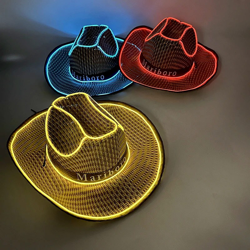 Luminous Fedora Hat Gentleman Performance Jazz Cap LED Glow Top Hat Birthday Wedding Christmas Halloween Party Costume Supplies