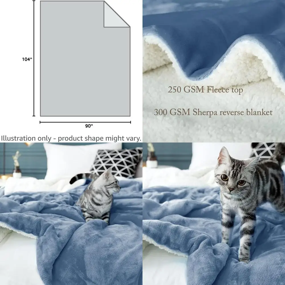 

Ultra Soft Twin Size Fleece Blanket, Cozy Plush Fluffy Microfiber Throw, Reversible Velvet Couch Blanket (Light Blue, 65x90 Inch