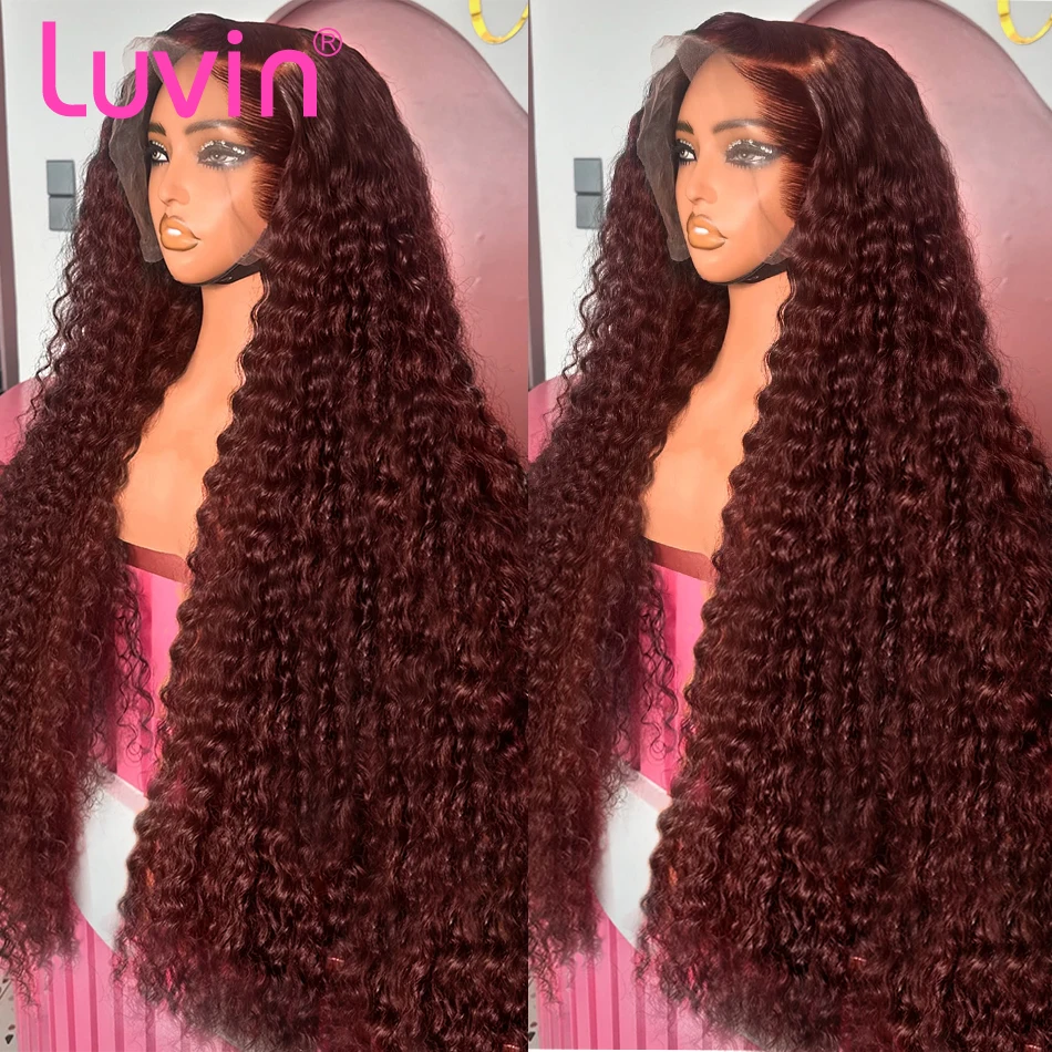 Reddish Brown Lace Front Wig 200 Density Deep Wave 13x4 Lace Human Hair Wig Pre Plucked Water Wave 13x6 Lace Wig for Women