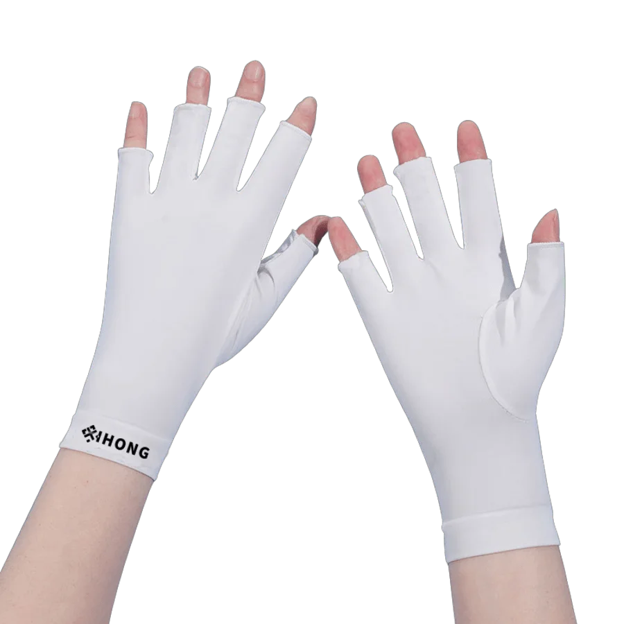 

1pc Uv Protection Fingerless Gloves, Solid Color Nail Art Half Finger Summer Elastic Quick-Dry Sunscreen Gloves Suitable For Outdoor Activities