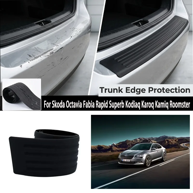 For Skoda Octavia Fabia Rapid Superb Kodiaq Karoq Kamiq Roomster Trunk protection strip bumper anti-collision and anti-scratch