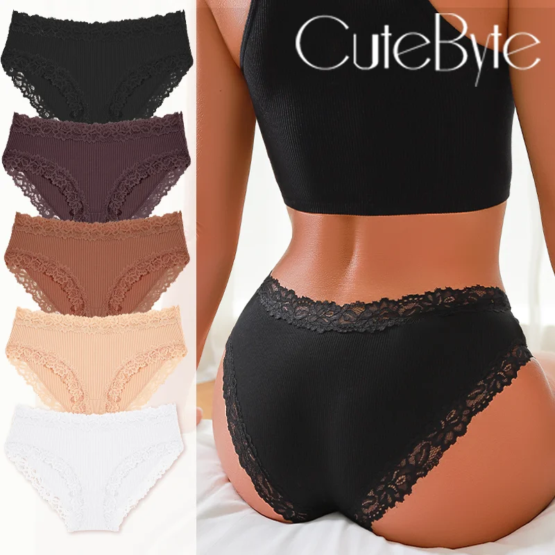 

Sexy Cotton Lace Panty Women Low Waist Panties Underwear S-XL Solid Color Ladies Briefs Lingere Underware Comfortable Women