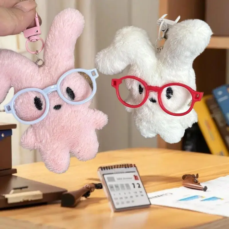 حلقة مفاتيح قطيفة على شكل أرنب أحمر على شكل أرنب؛ رائعة كديكور حقيبة الظهر وهدايا للأزواج #1