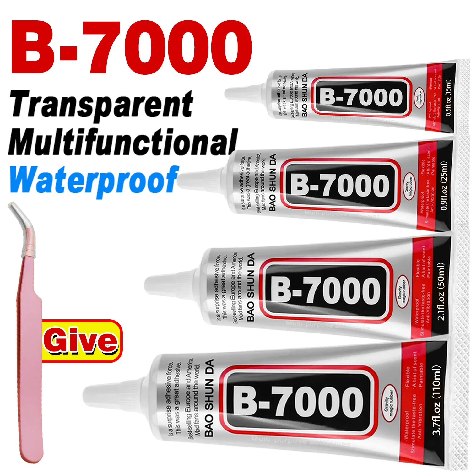 

Клей B7000, оригинальный высокопрочный водонепроницаемый клей для экрана мобильного телефона B7000, универсальный агент для склеивания стекла телефона, быстрый эластичный клей B7000 с прецизионным пинцетом.