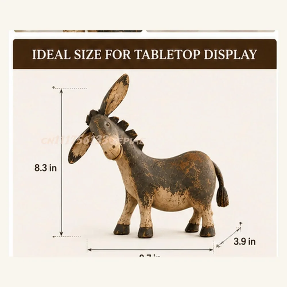 Rustic Donkey Figurine for Farmhouse Decor