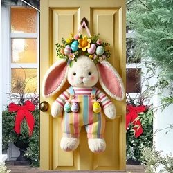 1PC, 2D Easter Bunny and Egg Wreath door cover - 35.4