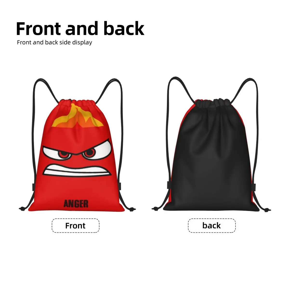 Custom Inside Out Anger Drawstring Bag for Training Yoga Backpacks Women Men Cartoon Sports Gym Sackpack