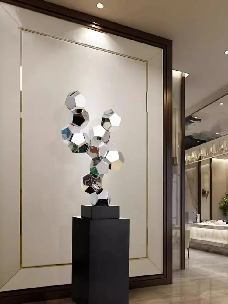 *& Art Decoration Living Room Creative Fortune Entrance Decoration Stainless Steel Stone Sculpture