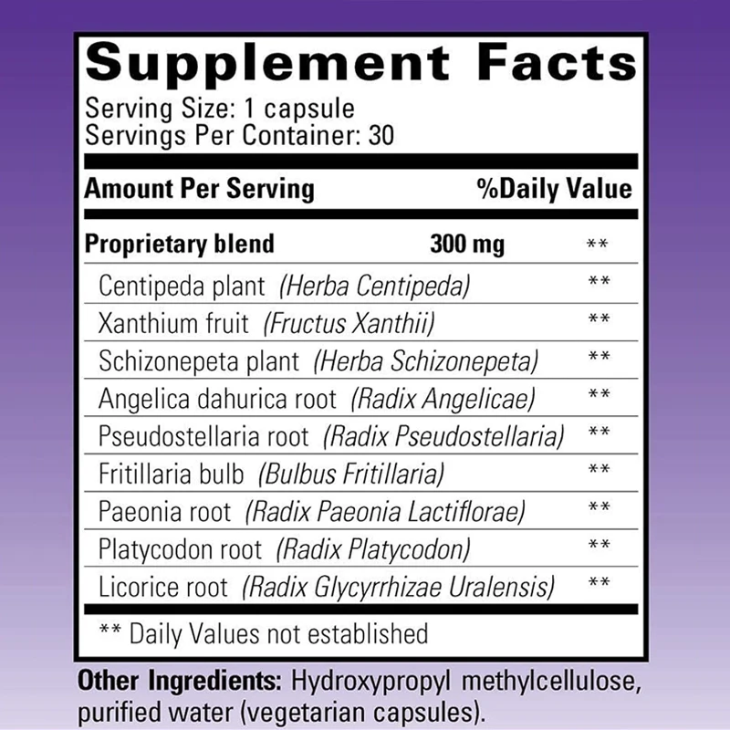 AllerPhase natural herbal sinus and lung relief supplement, suitable for respiratory discomfort caused by pollen and dust