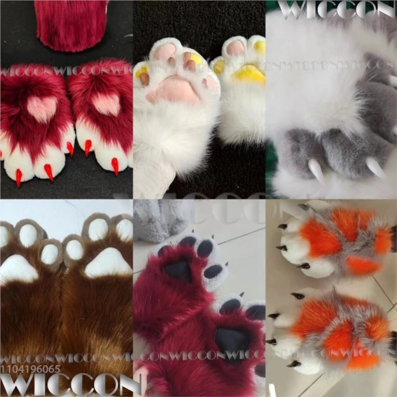 Kig Animal Squeak Sharp Nail Claws Fursuit Kigurumi Furry Cosplay Furred Colorful Kawaii Gloves Holloween Women Men Customized