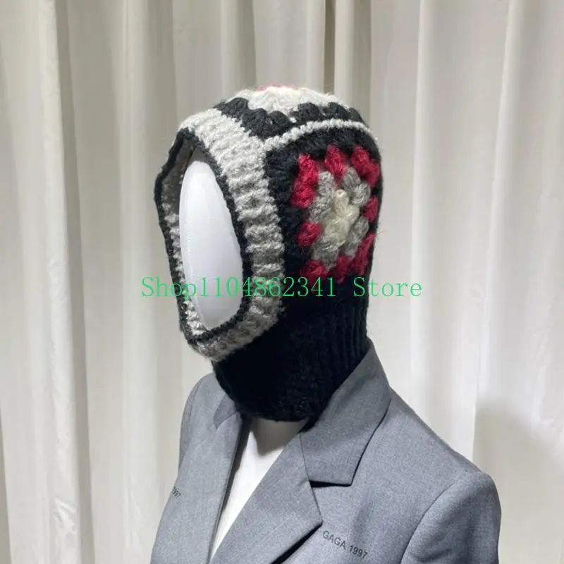 

652F Adult Knit Windproof Balaclava Students Outdoor Cycling Skiing Hat Lovely Cold Knit Neck Warmer Hat for Couple