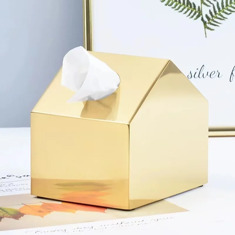 

Creative Fashion Metal Tissue Roll Paper Box Kitchen Living Room Bedroom Office Cafe Restaurant Hotel Desktop Storage Box